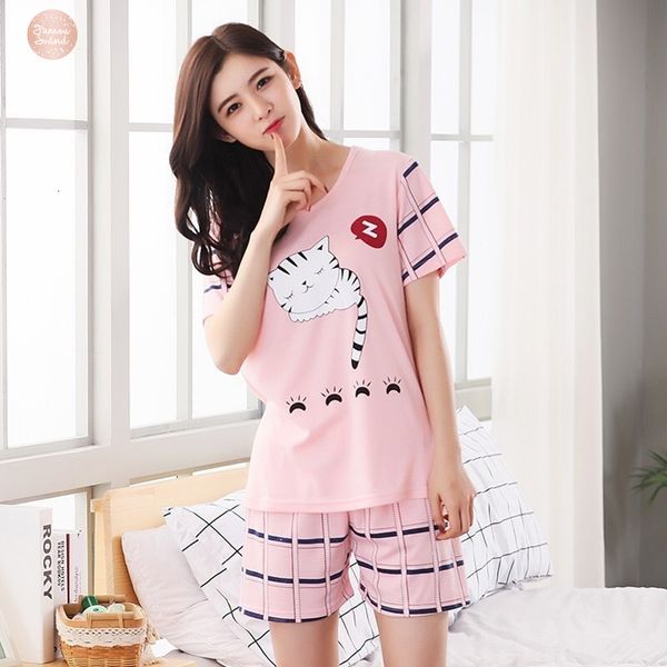 

milk silk female women sleepwear summer pajamas sets thin laides suit short sleeve pyjamas women round neck ventilation home clothes, Black;red