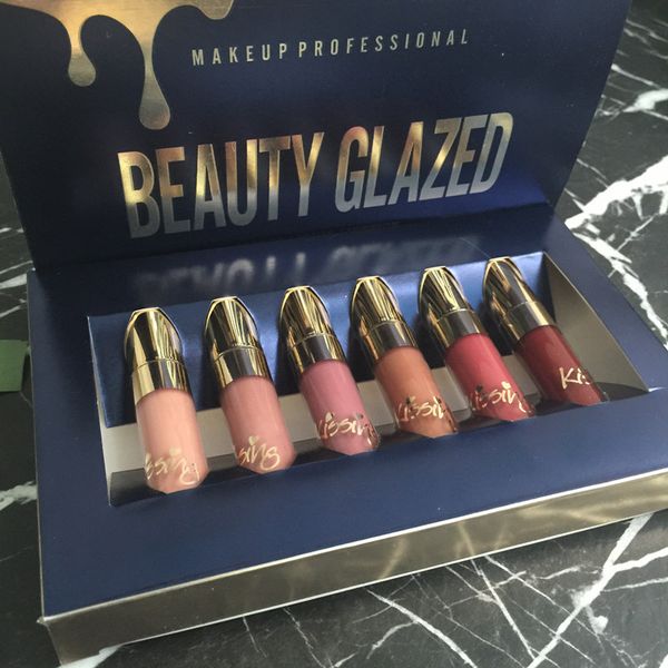 

matte lip gloss set 6pcs mini kit liquid lipstick non-stick cup lasting waterproof professional make up