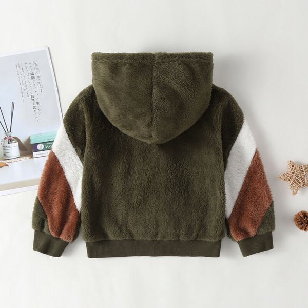 

2019 new kids baby boy girl wools coat warm winter patchwork hooded coat cloak jacket fur outerwear clothes, White