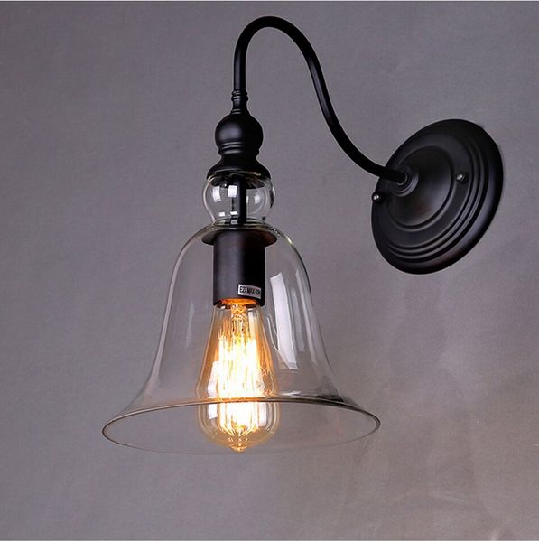 

loft vintage bell shape glass wall sconce clear glass shade wall lights bar/cafe store/home wall lamp decor bending