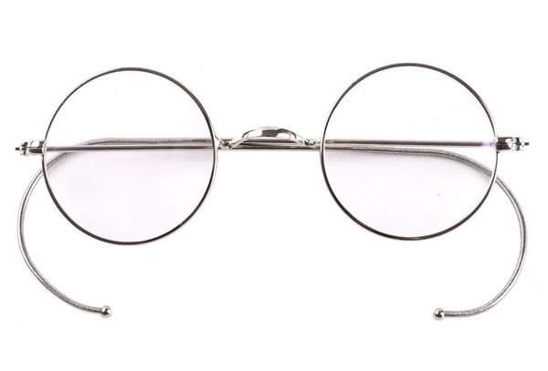 Toptan-Agstum 42mm Yuvarlak Vintage Antik Tel Gözlük Gözlük Çerçeve Erkekler Kadınlar Pption Gözlükler Çerçeve RX