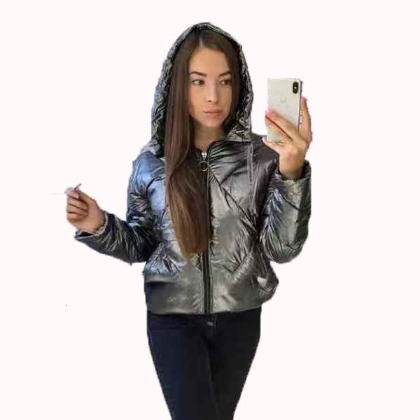 

forerun hooded glossy winter jas women cato bubble jas slender effens down parka female parka mujer 2019, Black
