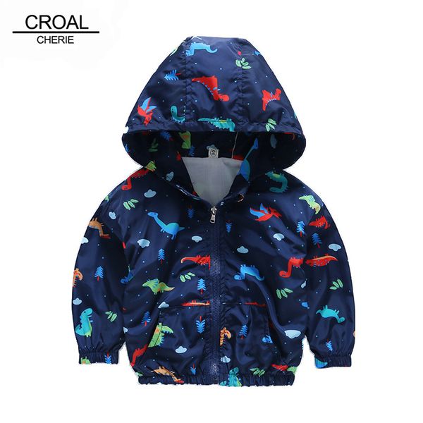 

croal cherie 80-130cm cute dinosaur printing windbreaker boys jacket for kids girls trench coats 2018 spring children clothes, Blue;gray