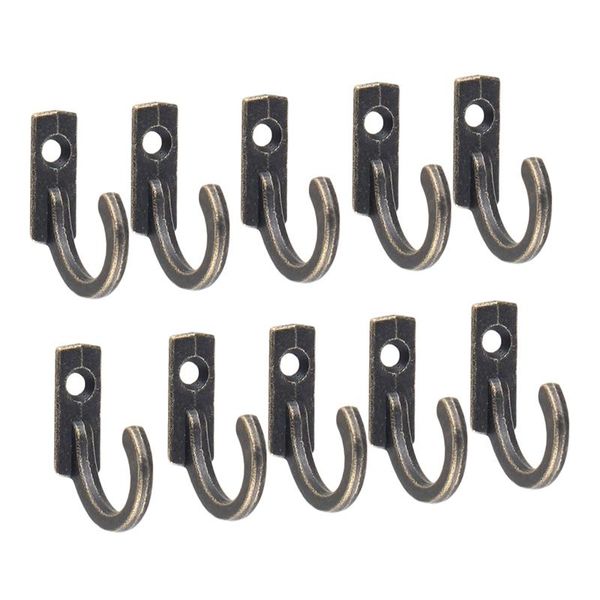 

10pcs single prong hook mini size wall mounted retro cloth hanger for coats hats towels keys(bronze