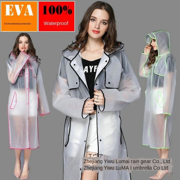 

eva edge transparent long sports portable poncho female outdoor men's single hiking raincoat eva edge transparent long sports portable, Black