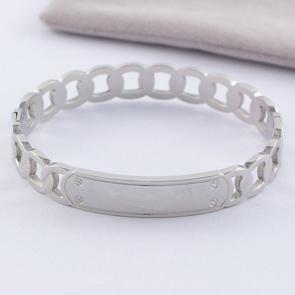 

2019 new classic hollow bracelets & bangles titanium steel brand fashion letter bangles for women quality, Black