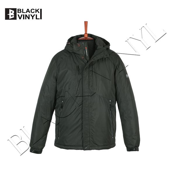

black vinyl men`s winter collection outdoor jacket sport windbreaker, Tan;black