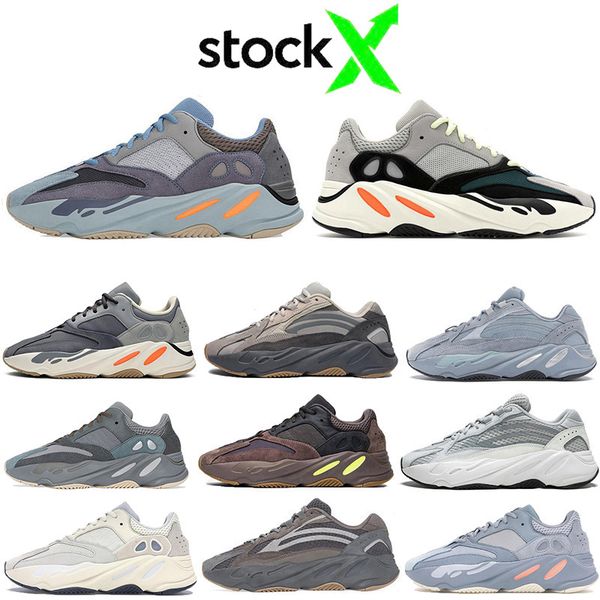 

sale kanye carbon blue wave runner 700 running shoes men women hospital blue inertia tephra static 700s 3m reflective sports sneakers, White;red