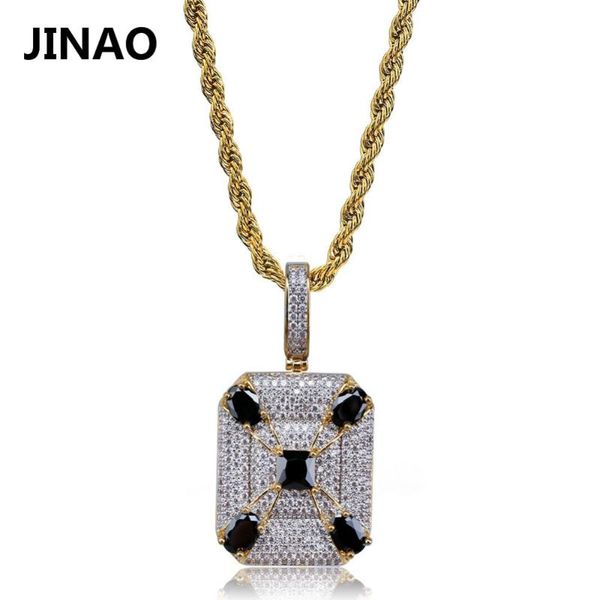 

hip hop micro paved cz square pendant necklace iced out cubic zircon gold silver plated jewelry men's jewelry for gift