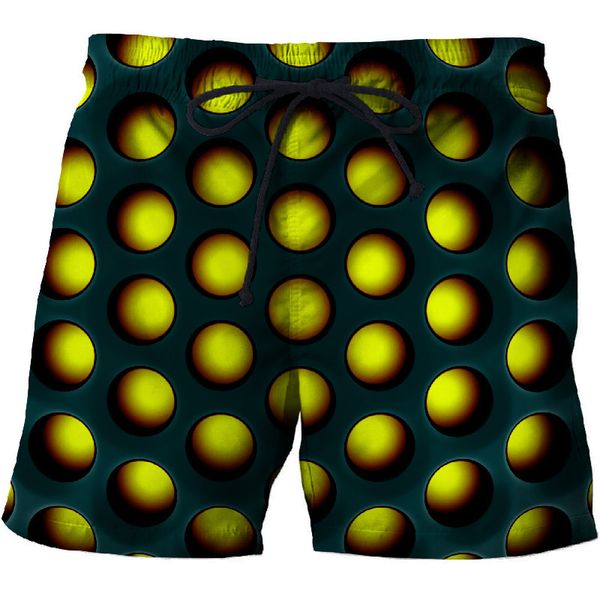 

2020 summer swimwear men's hole print beach shorts 3d yellow vortex fashion men shorts bathing trunks surf pants asian size s-6x, White;black