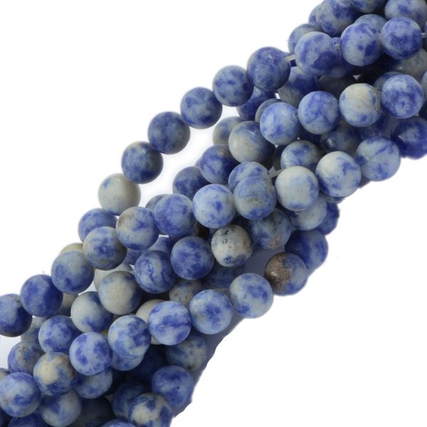 

6мм матовый природа синее пятно jasper gemstone сыпучие шариков прокладки 15 «» круглые, Silver