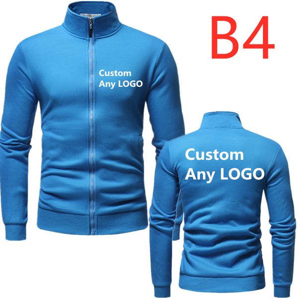 

b4 the new fashion casual customize any logo hoodies brand long-sleeved hoodies autumn winter jacket solid men zipper coat, Black;brown