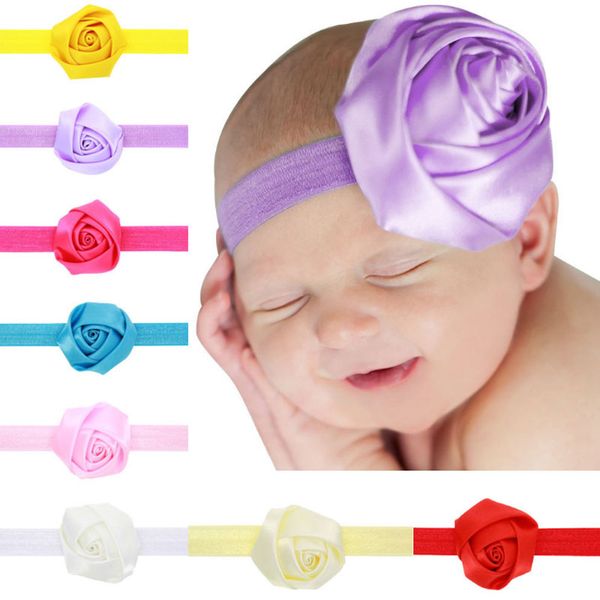 

baby girl toddler elastic headbands big rose flower children headwear hair bands hair accessories ing, Slivery;white