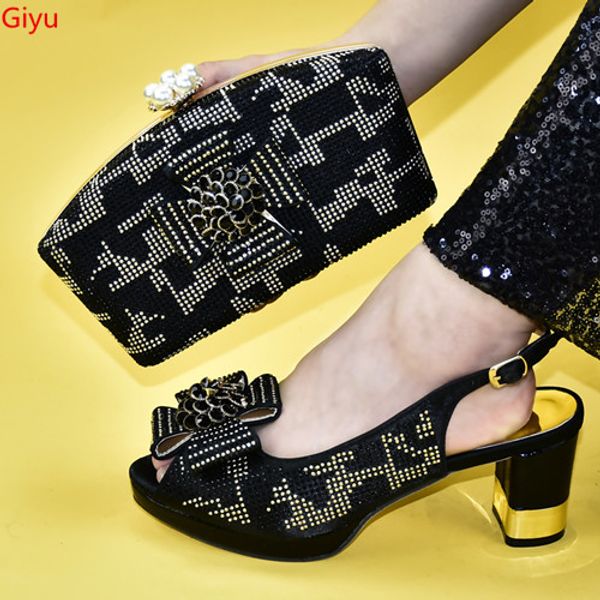 

doershow african shoes and bag matching set with black selling women italian shoes and bag set for party wedding hlc1-11