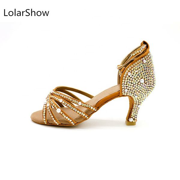 

nude latin dance shoes new shiny diamond slip resistant wear classic latin ballroom shoes