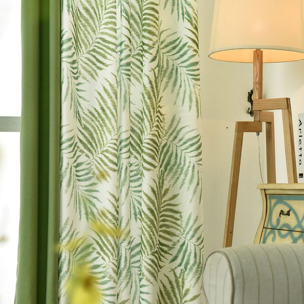 

tropical plam/fern leaf green blackout curtains for living room bedroom window door kitchen home decorative curtains drapes