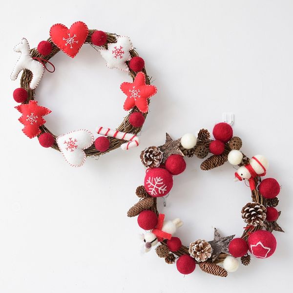 

30cm christmas wreath door hanging artificial plant rattan circle wall decoration simulation fake flower christmas arrangement