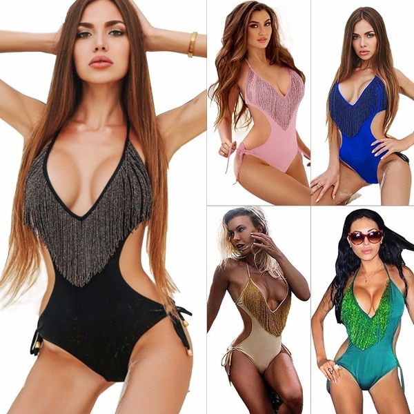 

One Piece Swimsuit Sexy Deep V Bikinis Swimwear Women Hollow Out Micro Bikini Bandage Backless Female Swimsuits