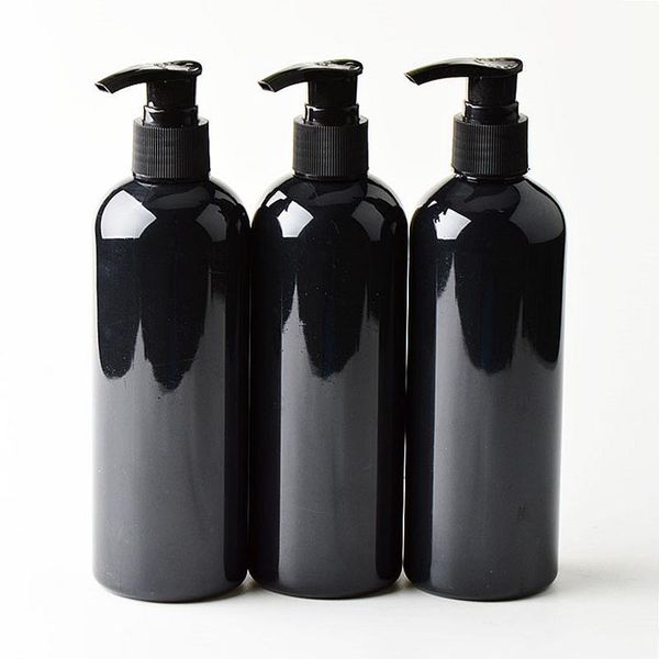 

20pcs 300ml black cosmetic pet bottles, empty shampoo lotion pump container plastic cosmetic packaging with dispenser,shower gel