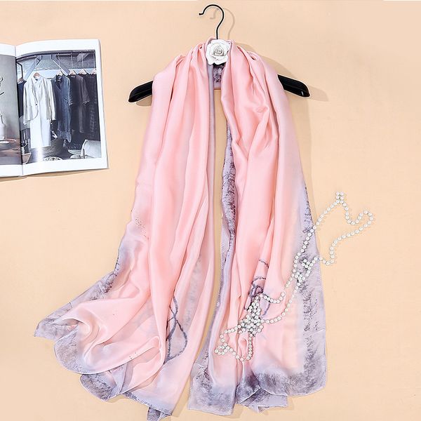 

spring new fashion scarf 180*90cm soft 2019 towel plum blossom shawls&wraps women female printing beach long kerchief bandana silk foul sxbf, White;black