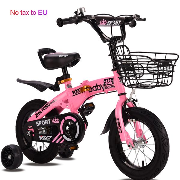 

new folding kid bike 12/14/16/18 inch children bicycle for boys and girls cycling light students bike children's gift, Silver;blue