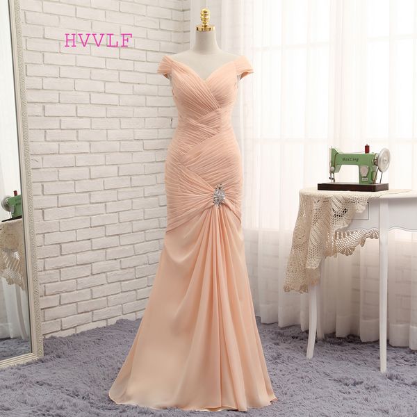 

new champagne evening dresses 2019 mermaid cap sleeves chiffon chiffon pleated long evening gown prom dress prom gown, White;black