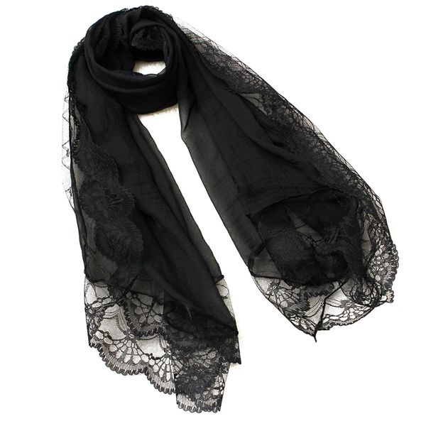 

woman scarves chiffon lace scarf wrap scarf black