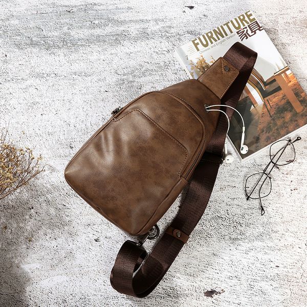 

2019 new korean chest pack men casual shoulder bag oblique bag hide substance mobile phone glorious simple