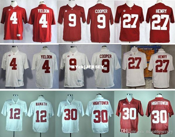 

alabama crimson tide college football jerseys 27 derrick henry 4 t.j yeldon 9 amari cooper 12 joe namath 30 dont'a hightower jerseys, Black;red