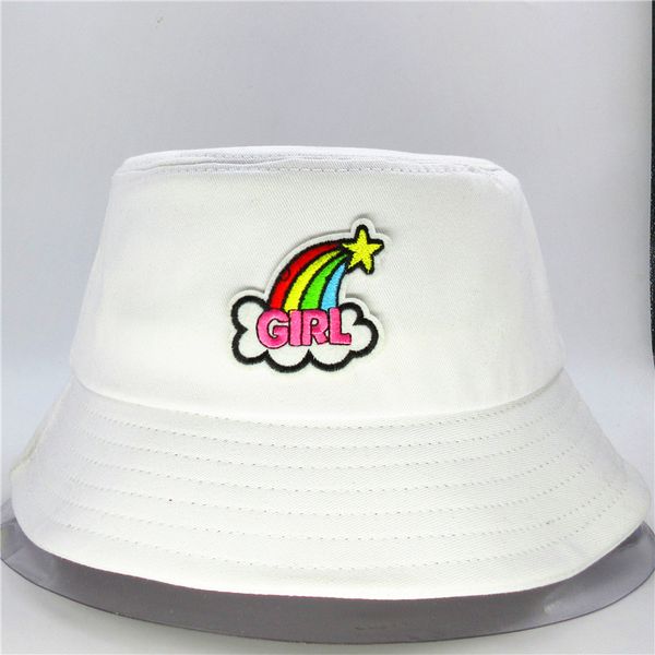 

the rainbow embroidery cotton bucket hat fisherman hat outdoor travel sun cap hats for kid men women 203
