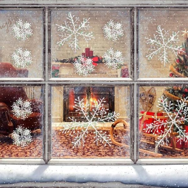 

plastic chirstmas snowflakes ornaments diy garland home party wedding decor