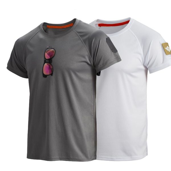 

special forces t-shirt men loose large size elastic quick-drying fans training hiking t-shirt tactical army uniform, Gray;blue