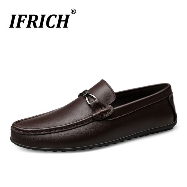 

new trendy non slip ugly shoes for men comfortable moccasin shoes men genuine leather mens luxury italy brand causal, Black