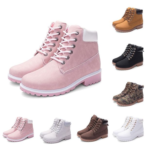 

women fashion retro solid thick lace-up short boots round toe casual shoes new leisure women boots autumn winter outdoor apr, Black