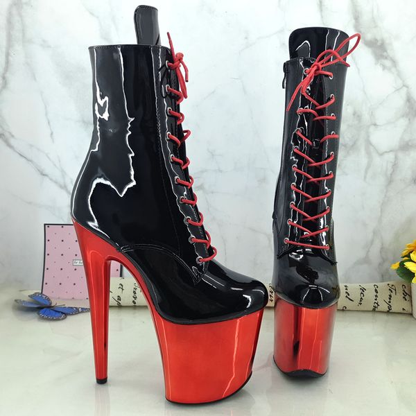 

leecabe red platform with black patent upper 20cm pole dance shoes