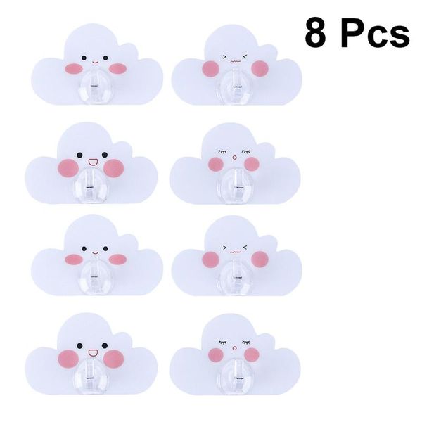 

8pcs strong sticky wall hooks cloud shape punch creative durable hangers for home storage & organization