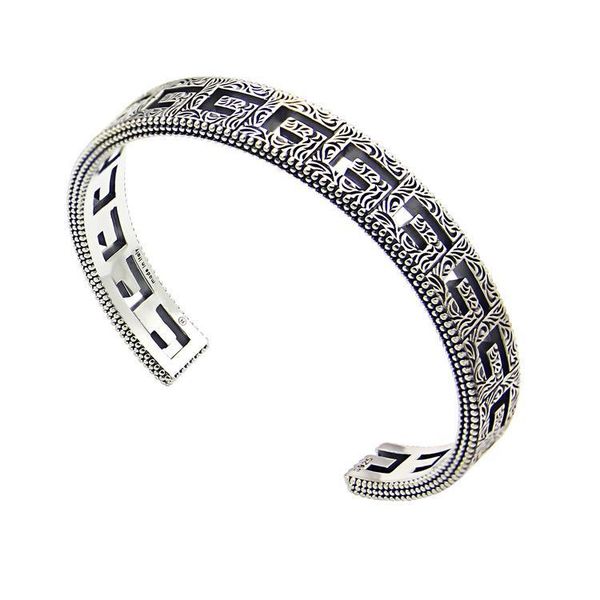 

designer's titanium steel jewelry hollow g-letter pattern opening bracelet lovers square g-word arabic engraved pattern bracelet, Black