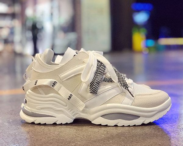 

new designer shoes fashion women shoes lace up platform oversized sole sneakers white black casual shoes