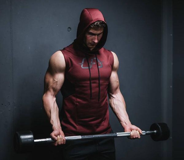 

gyms aesthetics brand stretchy sleeveless men tank shirt casual fashion hooded tank men bodybuilding fitness clothing, White;black