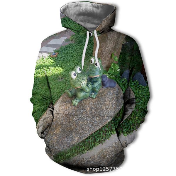 

mens designer casual frown printed hooded sweater, Black