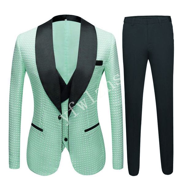 

one button handsome shawl lapel groom tuxedos men suits wedding/prom/dinner man blazer(jacket+pants+tie+vest) w123, Black;gray