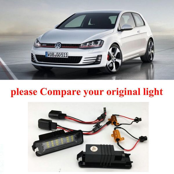 

2 bulbs xenon white led license number plate lights for golf 7 2012 error canbus