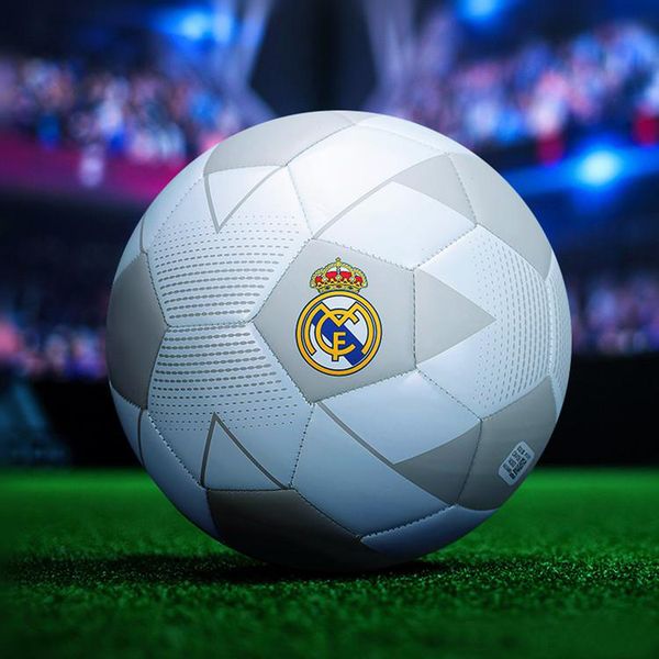 

new spanish liga real madrid football size 5 machine sewing white geometric pattern game training soccer ball for student