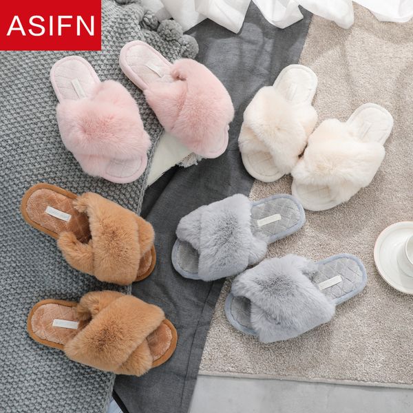 

asifn home flax fur slides women bathroom slipper cute cross non slip indoor mules flip flops zapatos de mujer winter slippers, Black