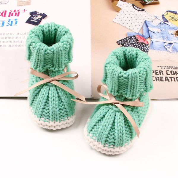 

newborn baby girl shoes non-slip winter warm baby booties soft soled infant toddler kids footwear winter knitted boots, Black;grey