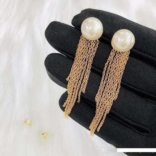 

новая мода женщины серьги желтого золота гальваническим жемчужные кисточки серьги для девочек женщин хороший подарок для друзей, Golden;silver