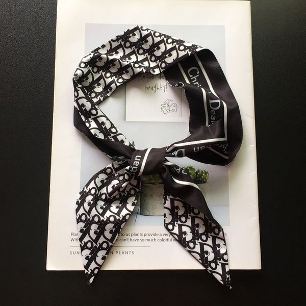 

fashion series print twill small tie bag handle imitation silk scarf silk ribbon headband scarf head scarf hair band hair accessories, Silver