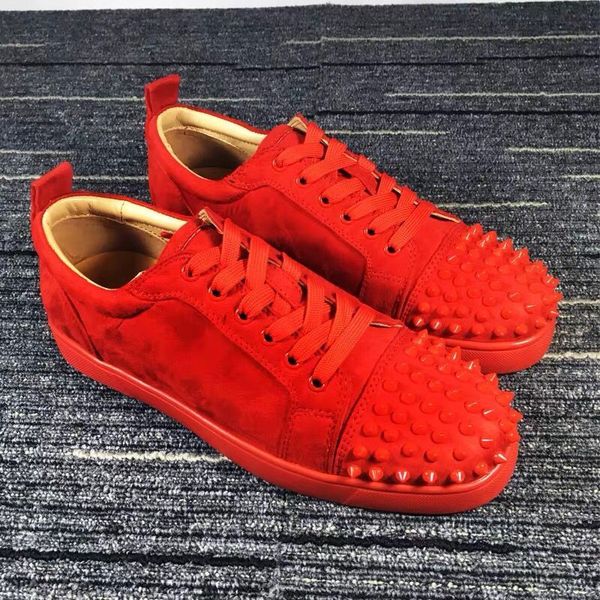 

2019 new designer sneakers red bottom shoe low cut suede spike luxury shoes for men and women shoes party crystal leather sneakers cs01, Black