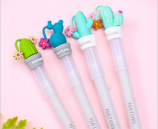 

100pcs/lot gel pen lovely cactus pot brush cartoon easy brush neutral pen office stationery writing supplies gp821