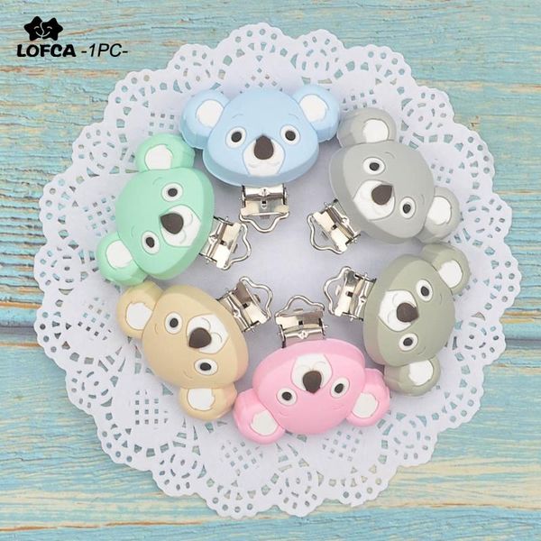 

lofca 1pc koala shaped silicone clip for baby pacifier holder baby teether teething accessories clip nipple clasps toy diy tools